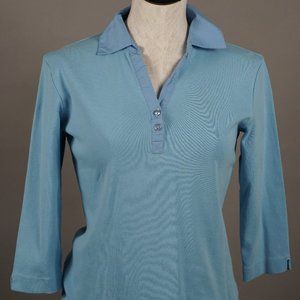 Talbot Polo Vneck Tshirt Small Blue 3/4 Sleeve